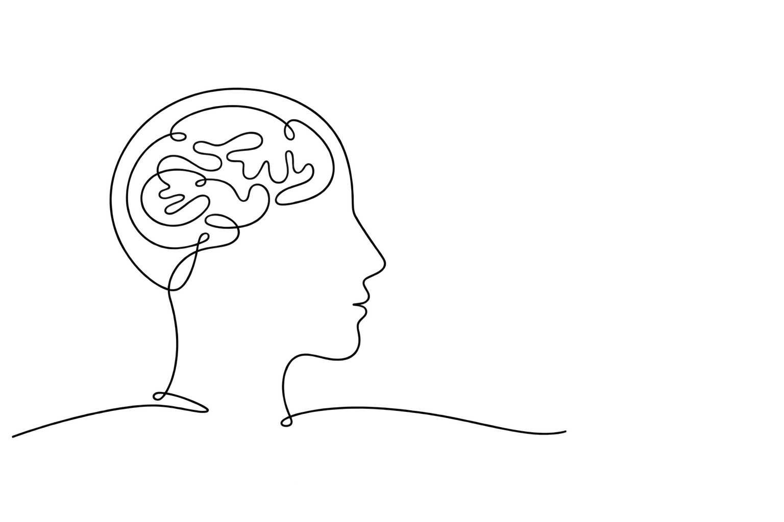Line-drawn human profile in front of an astrological wheel